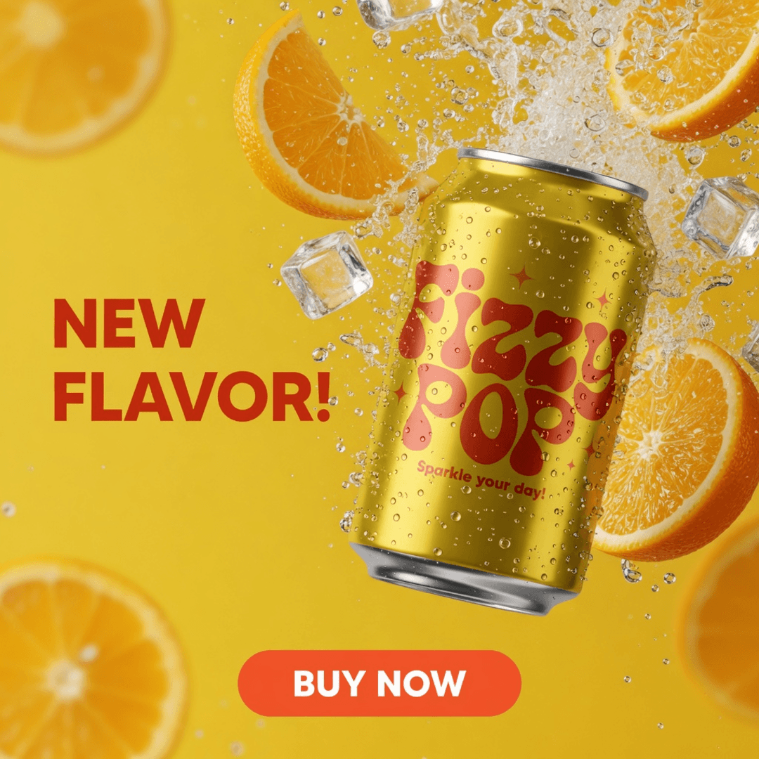 Fizzy orange drink banner generated with IconSet.ai