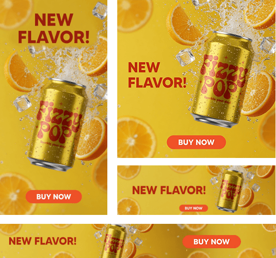 Fizzy campaign resized for several advertising formats
